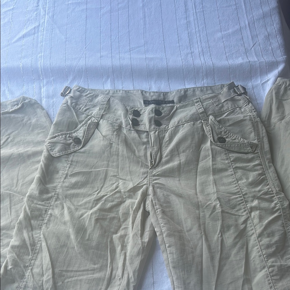 Casual Tan Pants with Button Details